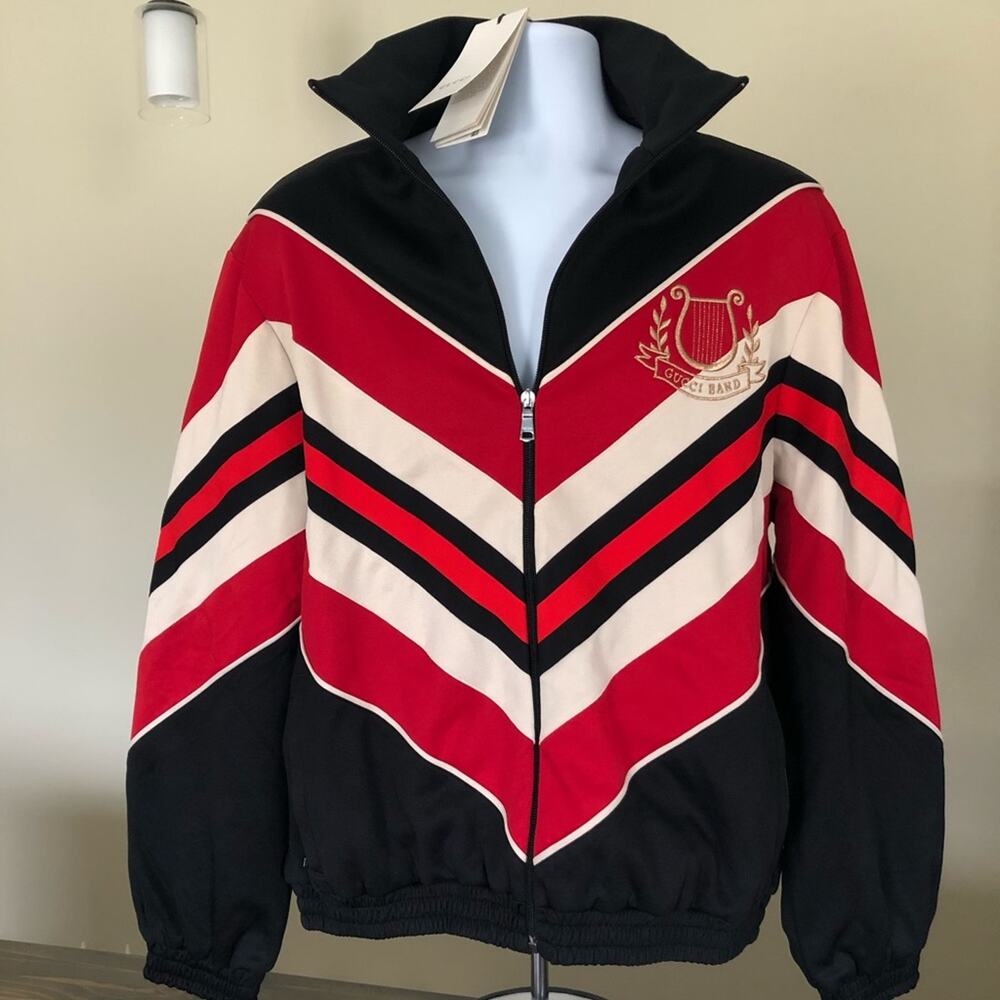 GUCCI - Chevron Pattern Bomber/Track Jacket‎ with Lyre - NWT Size M